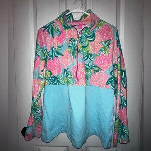 Lilly Pulitzer Colorful Floral Quarter-Zip Pullover